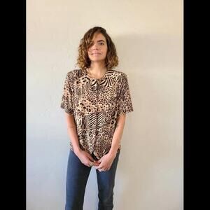 Vintage 90's Cheetah/tiger button up Blouse